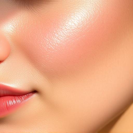 Close-up shot of healthy, glowing skin with natural light highlighting its texture.