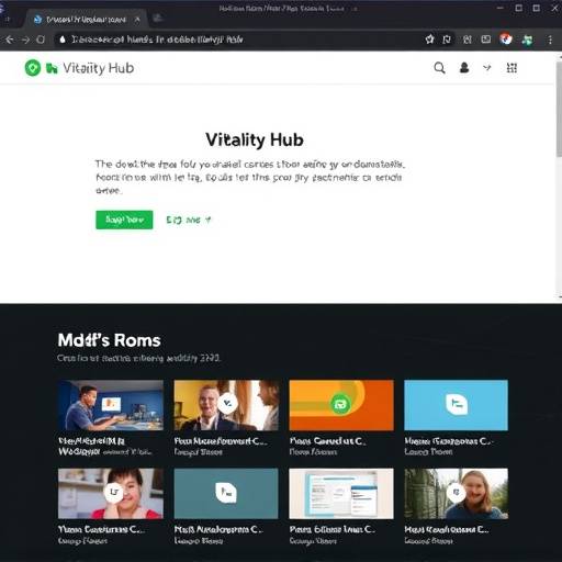 Screenshot of NVDA screen reader interface being used on the Vitality Hub homepage