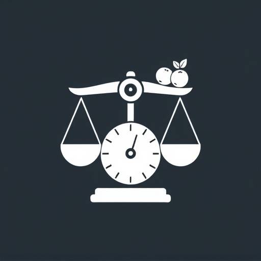Stylized icon of a balanced scale representing nutrition.