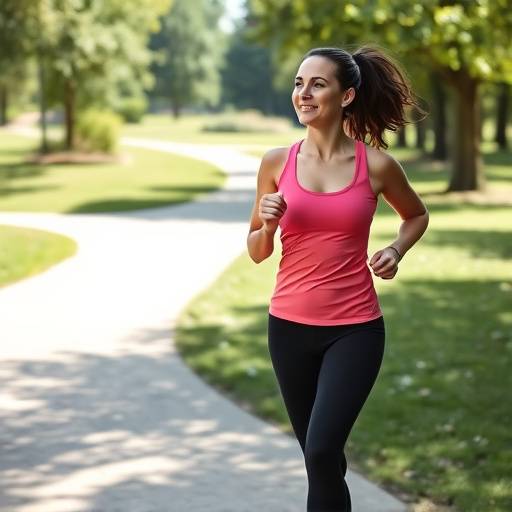 Woman jogging outdoors in a park